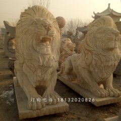 趴著的匯豐獅石雕，公園動(dòng)物石雕