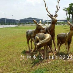 梅花鹿銅雕，園林景觀銅雕，公園動物銅雕