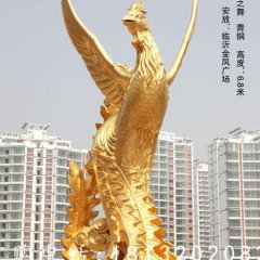 鳳之舞銅雕，鎏金銅鳳凰雕塑