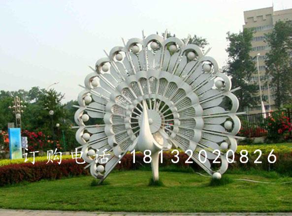 不銹鋼孔雀雕塑，公園抽象孔雀雕塑