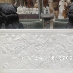 漢白玉浮雕，荷花荷葉石浮雕