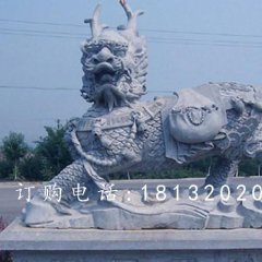 奔跑的麒麟石雕，青石麒麟雕塑