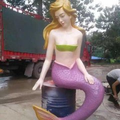 玻璃鋼美人魚(yú)雕塑，玻璃鋼彩繪雕塑