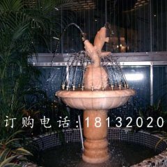 晚霞紅噴泉石雕，石雕魚噴泉