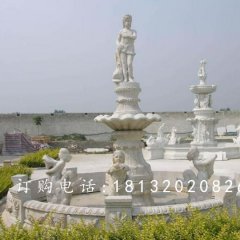 漢白玉噴泉石雕，廣場(chǎng)人物石噴泉