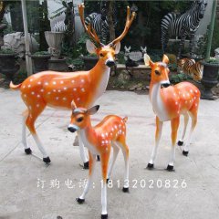 梅花鹿雕塑，玻璃鋼仿真梅花鹿雕塑