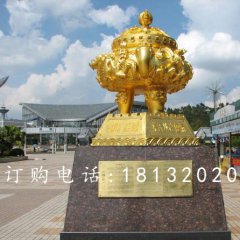 聚寶盆銅雕，鎏金聚寶盆雕塑