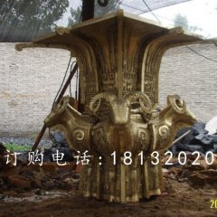 四羊方尊銅雕，鎏金四羊方尊銅雕