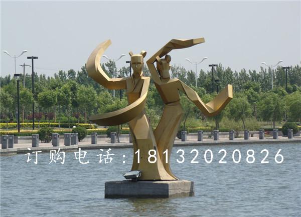 不銹鋼古代美女雕塑，抽象人物雕塑