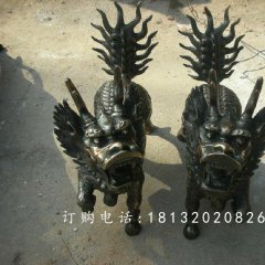 麒麟銅雕，小型青銅麒麟