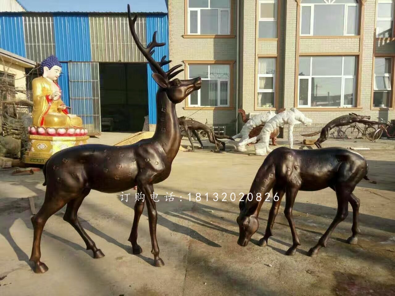 銅鹿雕塑,公園動物銅雕