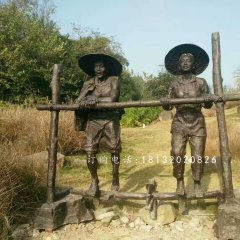 干農(nóng)活人物雕塑，公園人物銅雕