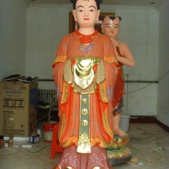 玻璃鋼龍女雕塑，貼金彩繪龍女雕塑