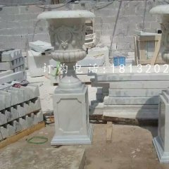 小區(qū)石花缽雕塑，歐式花盆石雕