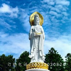大型三面觀音石雕，漢白玉佛像雕塑