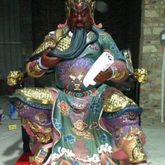 玻璃鋼關(guān)公春秋雕塑，彩繪玻璃鋼雕塑