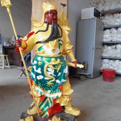 持刀關(guān)公雕塑，玻璃鋼彩繪關(guān)公雕塑