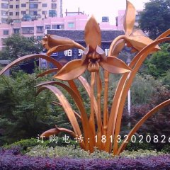 不銹鋼蘭花雕塑，廣場不銹鋼花卉雕塑