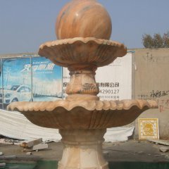 大型風(fēng)水球噴泉，晚霞紅風(fēng)水球石雕