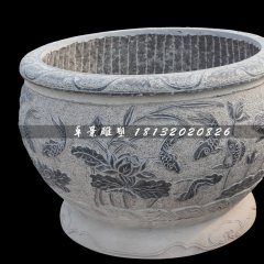 仿古石頭花盆，大理石雕刻花盆