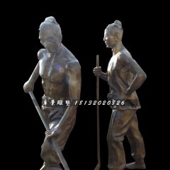 古代人干農(nóng)活銅雕，公園景觀銅雕