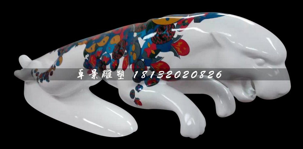 玻璃鋼豹子雕塑，玻璃鋼彩繪雕塑 (1)
