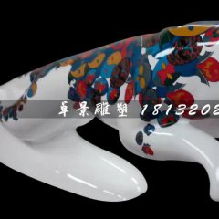 玻璃鋼豹子雕塑，玻璃鋼彩繪雕塑