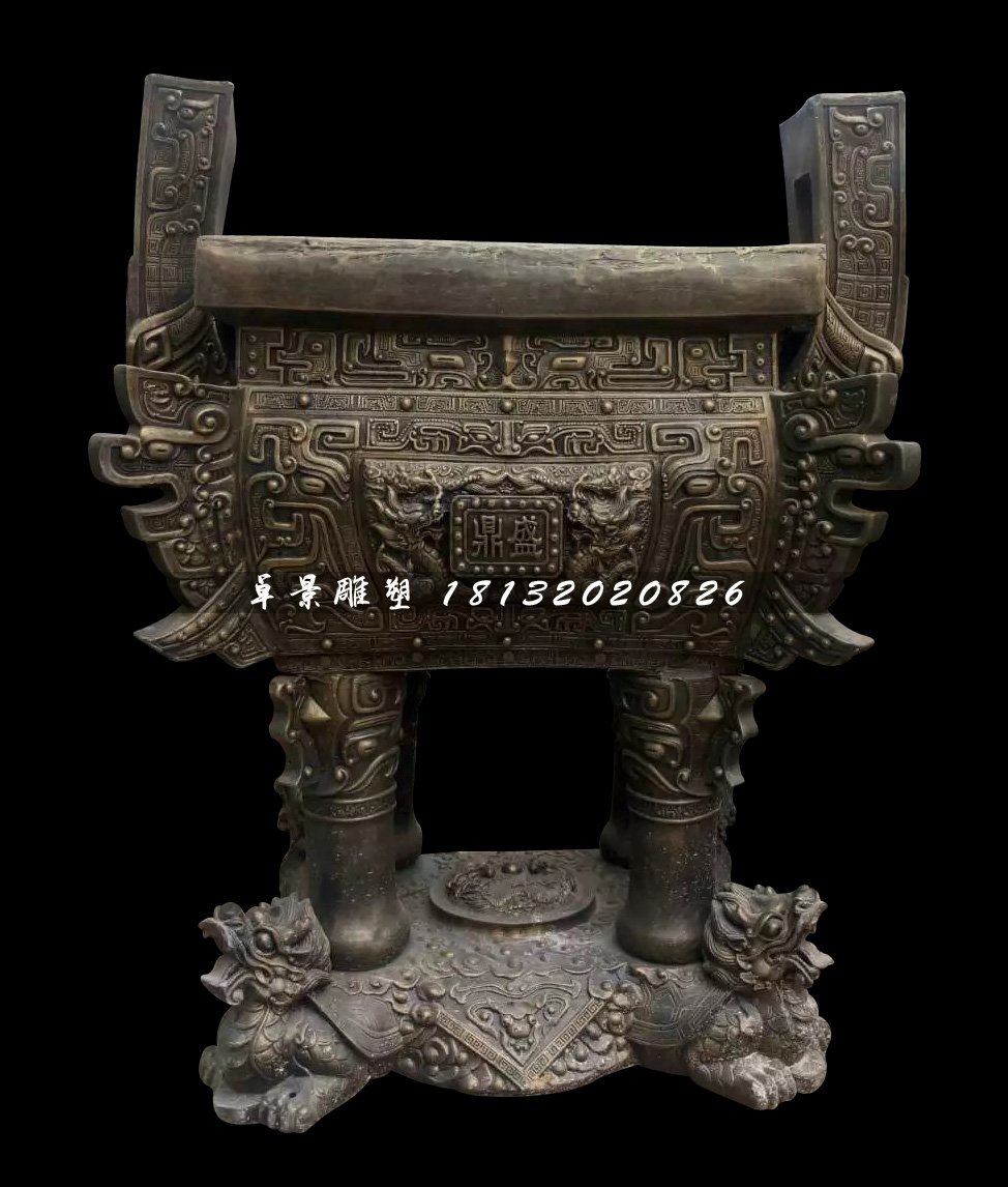 銅鼎,四足銅鼎,廣場銅鼎雕塑 (1)