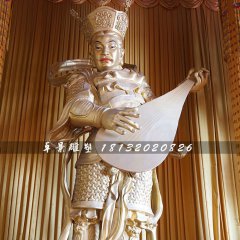 持國(guó)天王銅雕，寺廟神仙銅雕