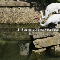 丹頂鶴石雕，公園動(dòng)物石雕