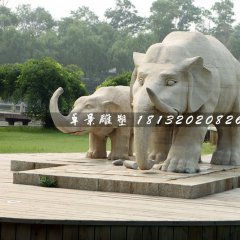 母子象石雕，廣場(chǎng)大象石雕
