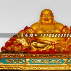 玻璃鋼彌勒佛，貼金彩繪佛像雕塑