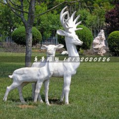 小鹿石雕，公園動物石雕