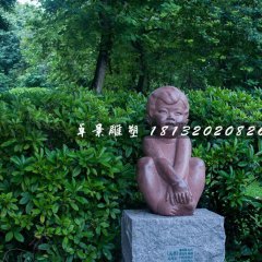 小男孩石雕，公園人物石雕