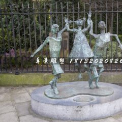 一家三口銅雕，公園天倫之樂銅雕