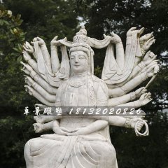 千手觀音石雕，大理石坐式觀音雕塑