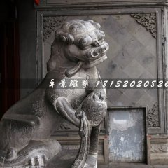 青石獅子雕塑，戲球獅石雕