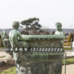 青銅花盆雕塑，公園花缽銅雕