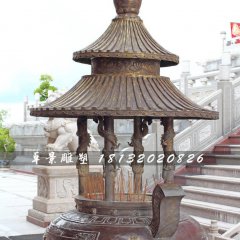香爐銅雕，寺廟三足銅香爐