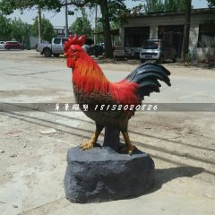 玻璃鋼公雞雕塑，彩繪動(dòng)物雕塑