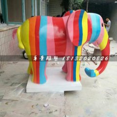 彩繪大象雕塑，玻璃鋼動物雕塑
