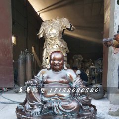 大肚彌勒佛銅雕，寺廟坐式佛像