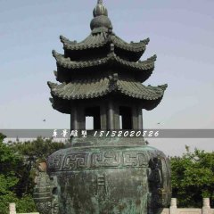 青銅香爐雕塑，寺廟香爐雕塑