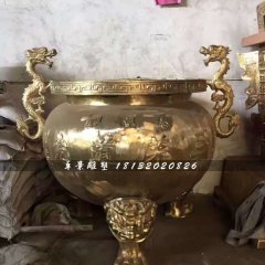 銅雕香爐，寺廟三足香爐銅雕