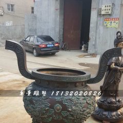 香爐雕塑，寺廟三足銅香爐