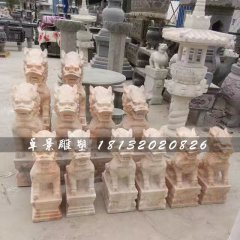 小型麒麟石雕，晚霞紅麒麟雕塑