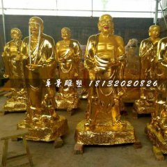 十八羅漢銅雕，貼金佛像銅雕