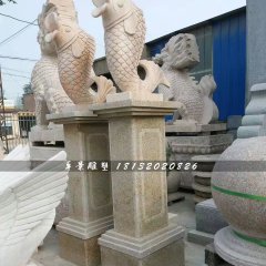 石雕魚，晚霞紅動(dòng)物雕塑