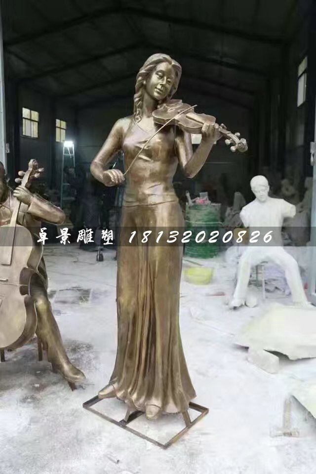 拉小提琴雕塑,玻璃鋼人物雕塑