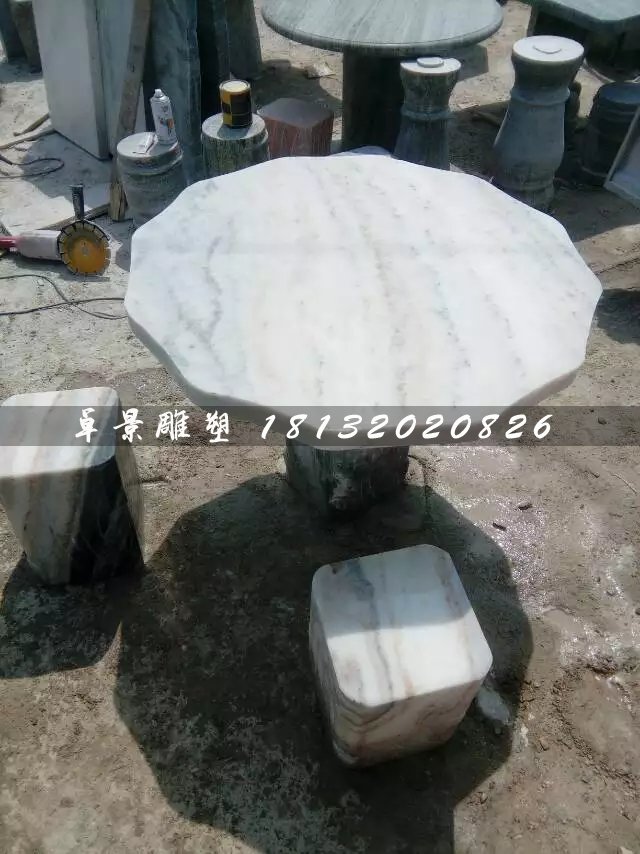 大理石桌子雕塑，公園桌椅石雕